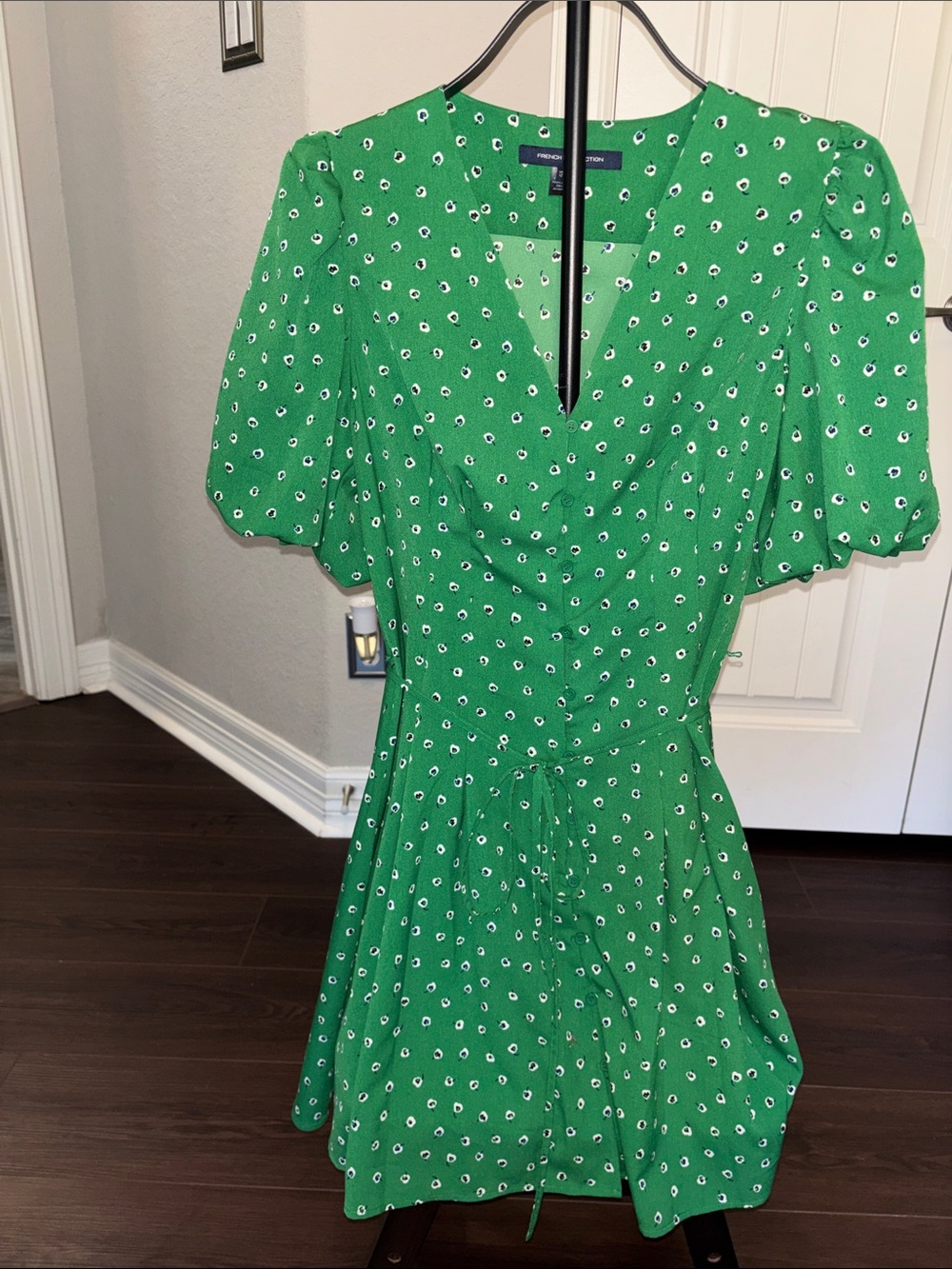 Green Floral Tie-Waist Midi Dress - French Connection Brand